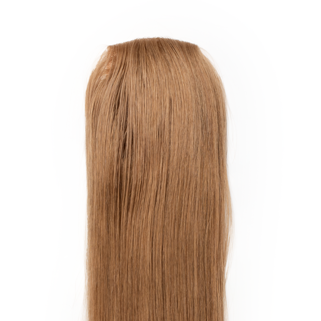 Top of the Easy 5x3" Hair Topper shows the part and coverage offered by the hair piece
