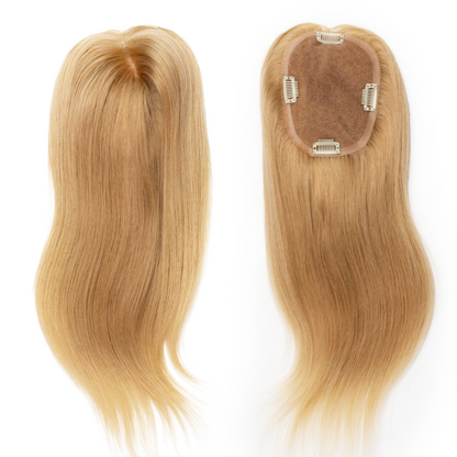 A Side by Side view of the Amped 6x5" Topper showing the placement and coverage offered by the hair piece